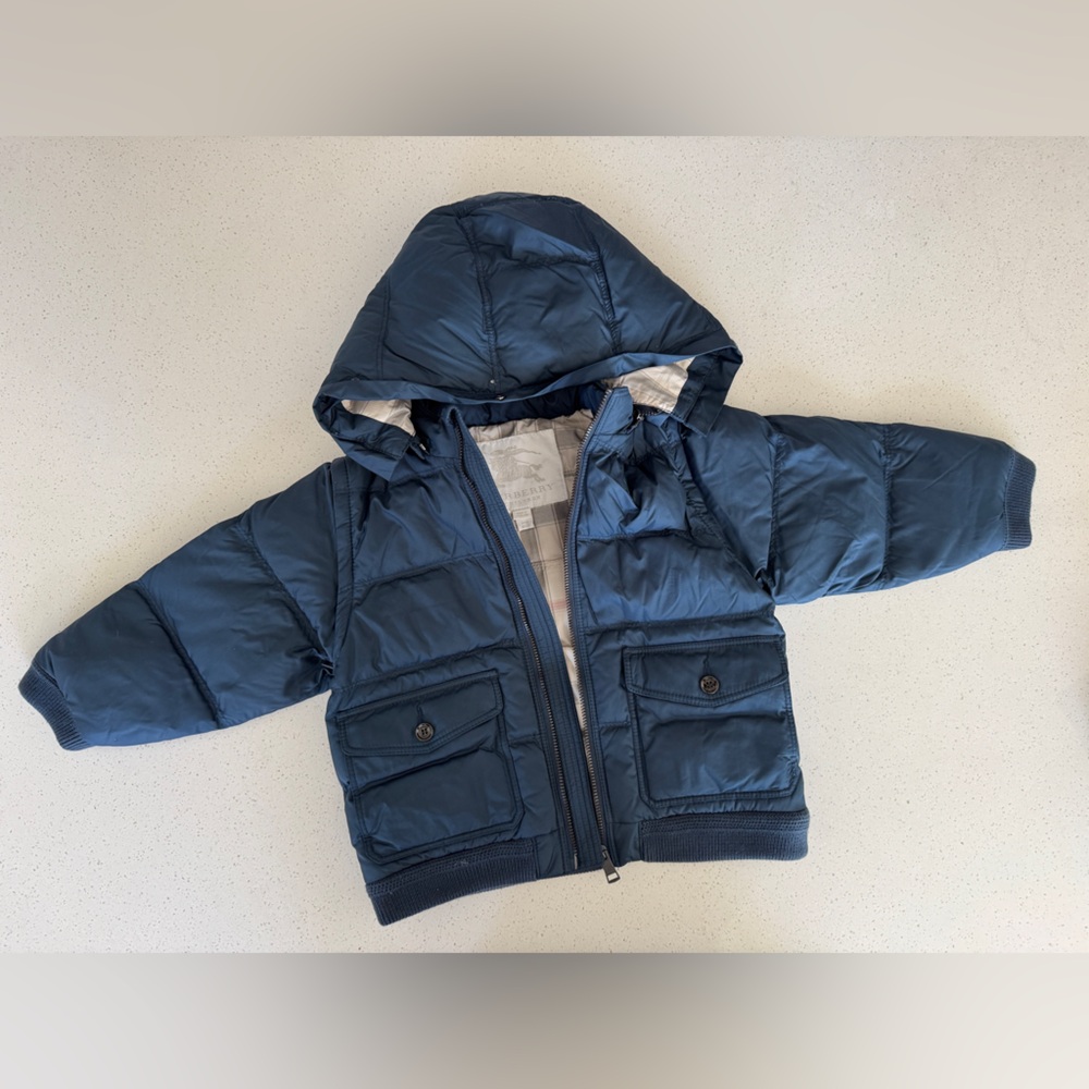 BURBERRY ORIGINAL, Kids Nylon Puffer Jacket, blue, size 24 months